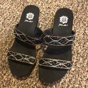 Black strapped sandals
